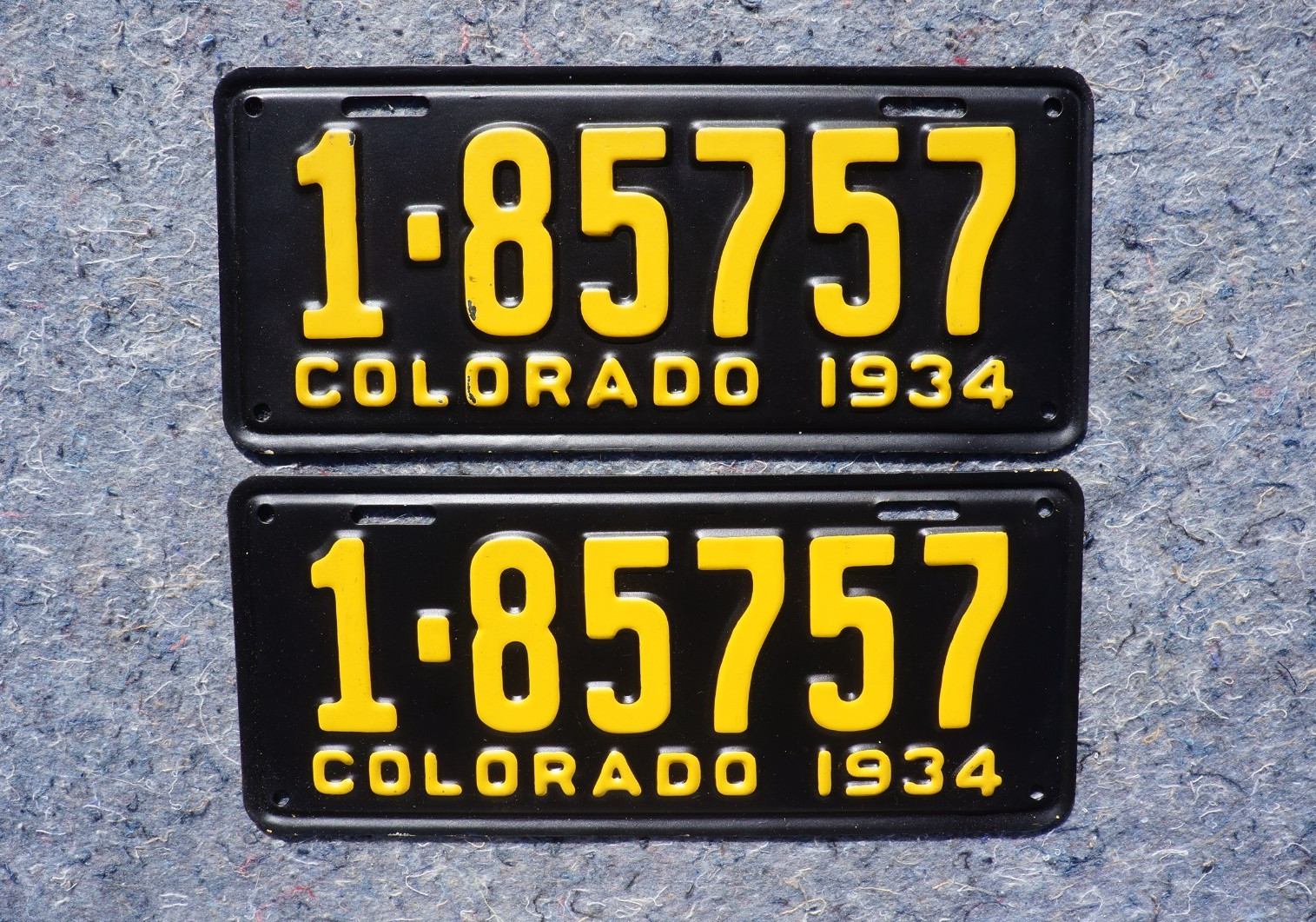 1934 COLORADO Passenger License Plate Plates PAIR / SET