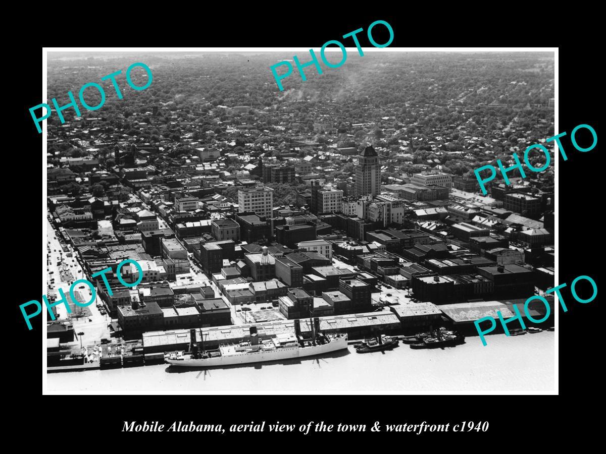OLD LARGE HISTORIC PHOTO OF MOBILE ALABAMA AERIAL VIEW OF CITY WATERFRONT c1940 OLD LARGE HISTORIC PHOTO OF MOBILE ALABAMA AERIAL VIEW OF CITY WATERFRONT c1940