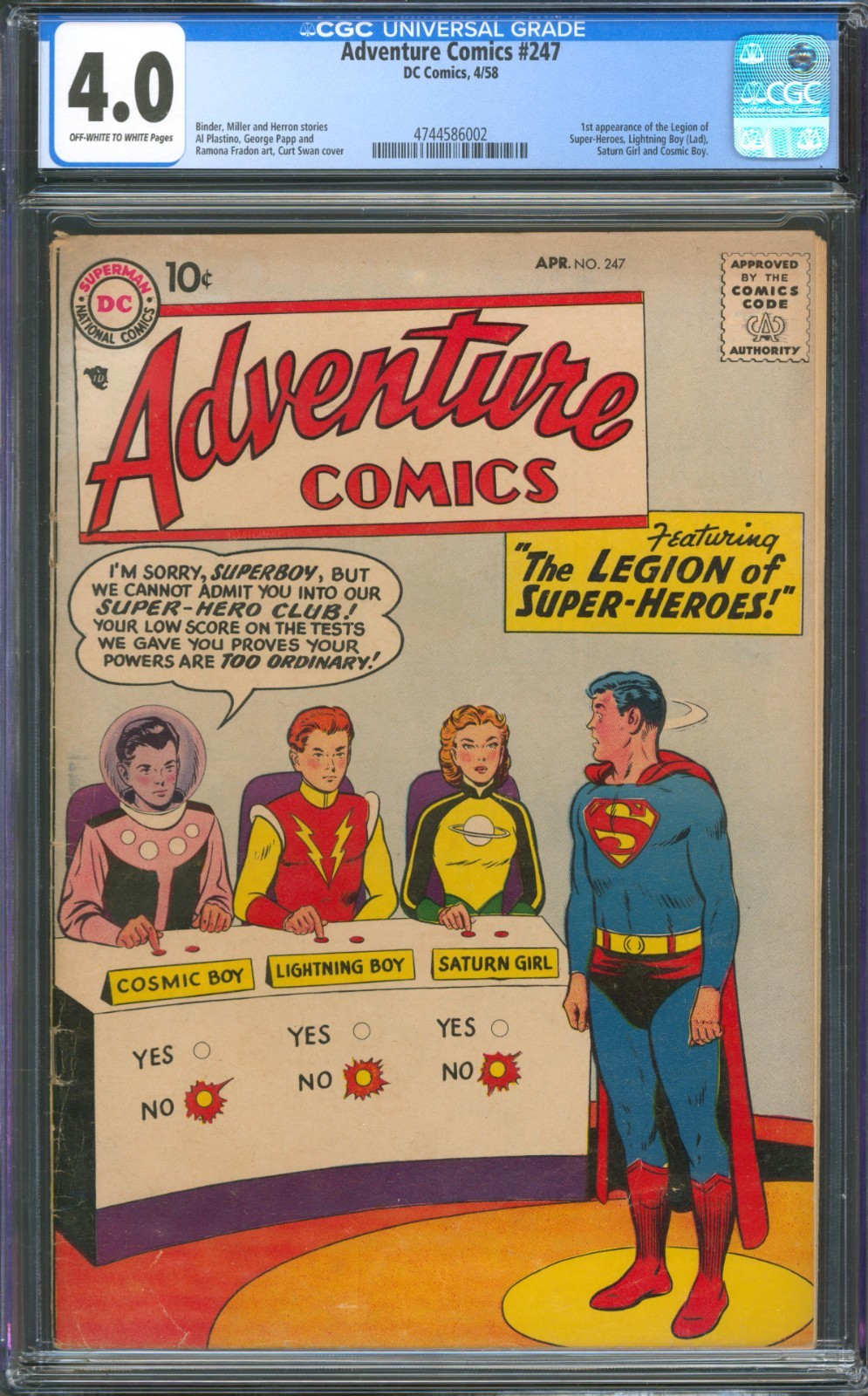 Adventure Comics #247 CGC 4.0 D.C. 1958 1st Appearance of Legion of Super-Heroes