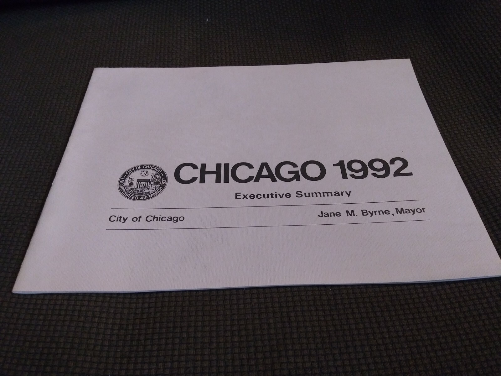 1982 City of Chicago Report Planning Executive Summary Planning