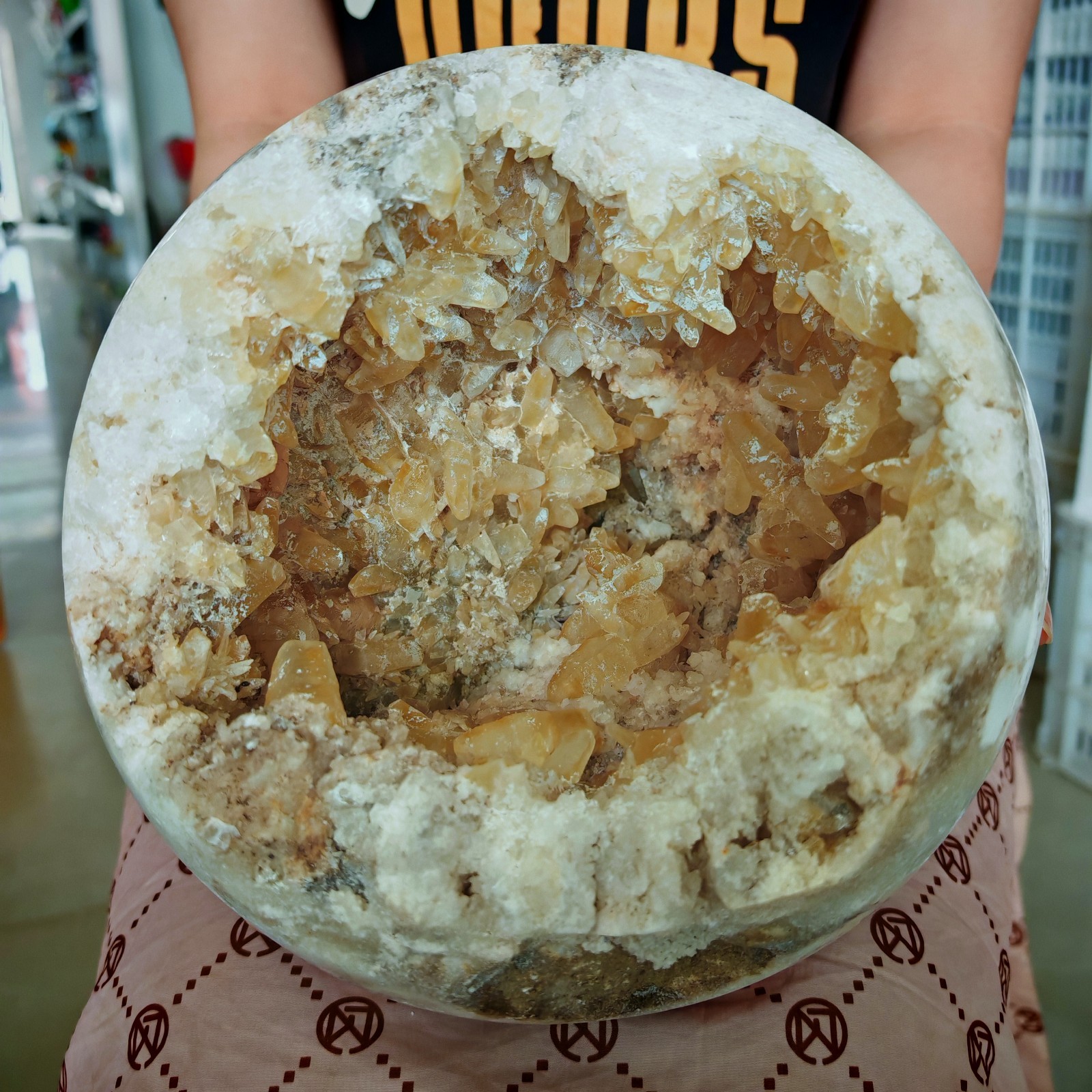 14.74LB RARE Natura crystal Moroccan Geode Sphere Quartz Crystal Healing
