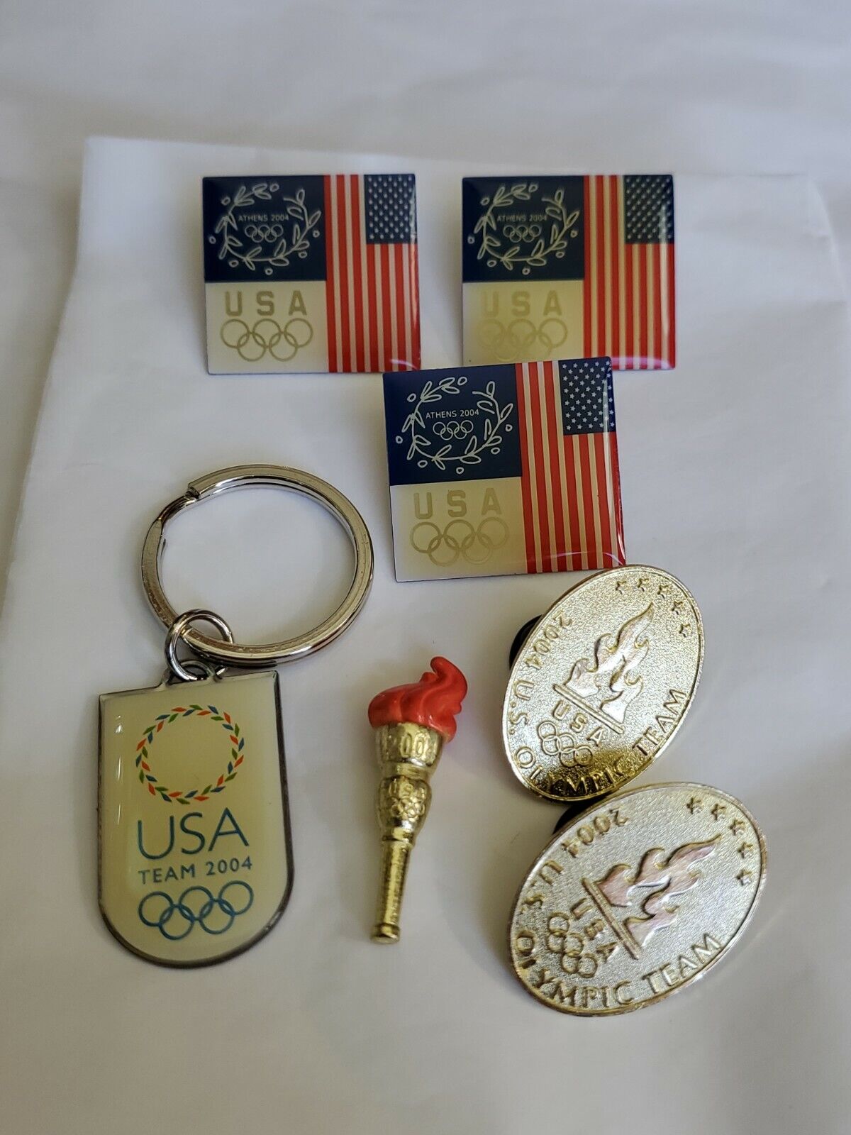  Athens Summer Olympic Games Lot of 7 Assorted 2004 Pins & Key Chain 