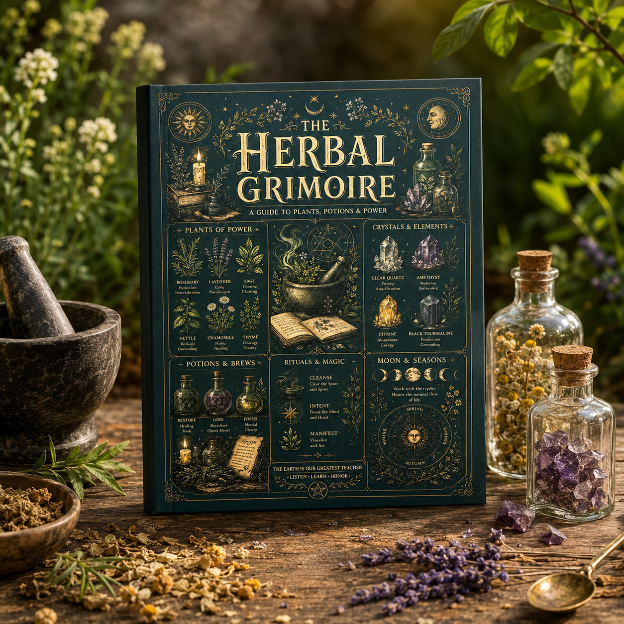 The Herbal Grimoire Plants Potions Herbalism Magic Rituals Witchcraft A5 Book 📖