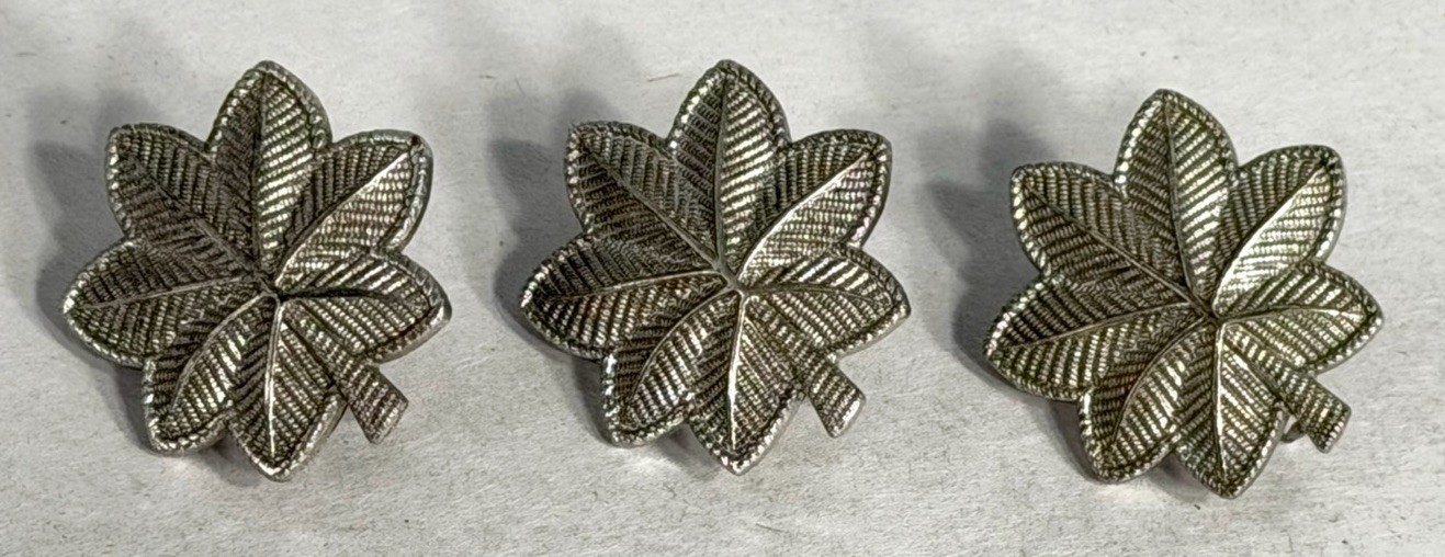 Set of 3 US Military Lieutenant Colonal Rank Insignia Pins 1/20 Silver