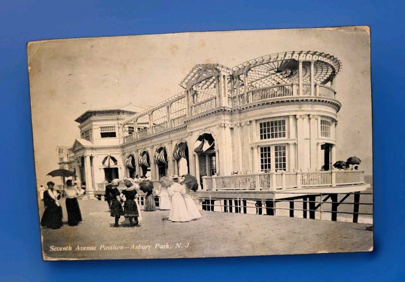 Vtg 1909 Asbury Park Beach New Jersey Ocean Boardwalk Postcard Fancy Clothes