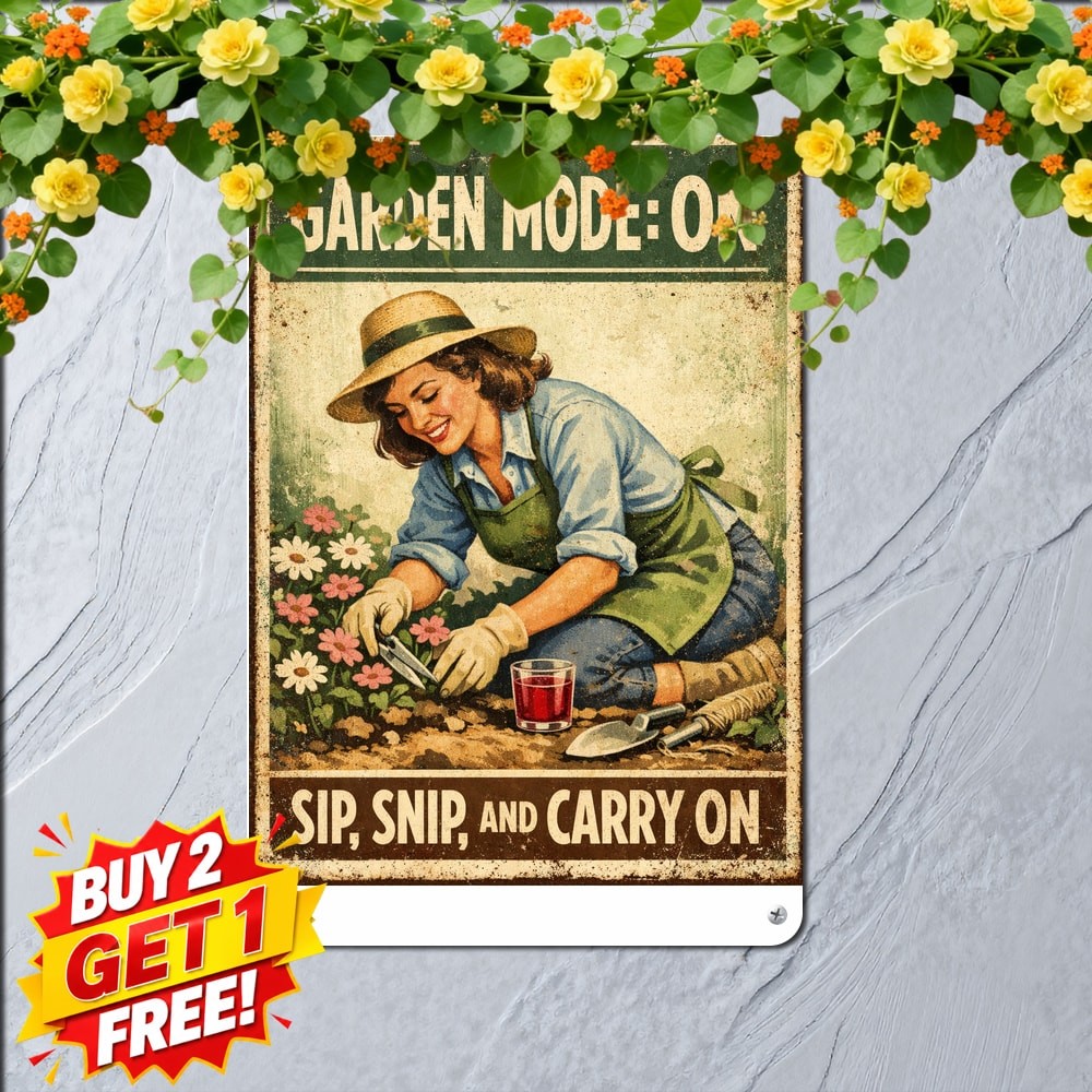 Garden & Wine Lover Slogan Poster Metal Tin Sign Vintage Wall Decor Plaque