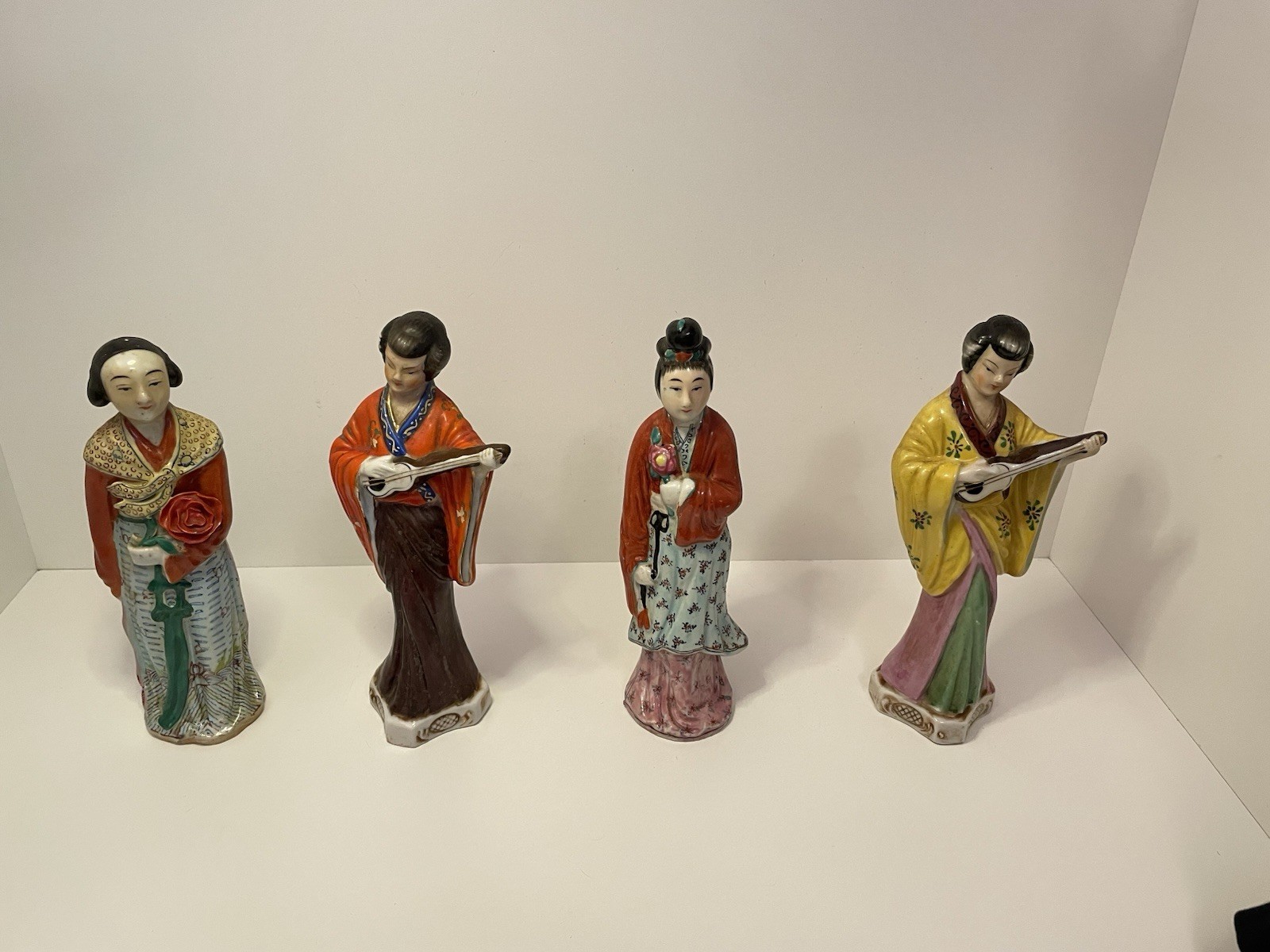 Lot Of 4 Vintage Chinese/Asian Porcelain 10”in High Figurines Preowned Lot Of 4 Vintage Chinese/Asian Porcelain 10”in High Figurines Preowned