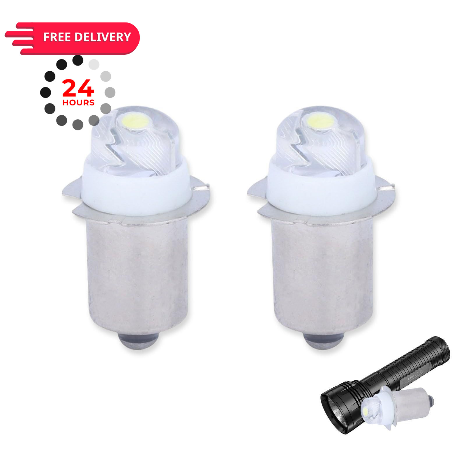 YAFIYGI 2 Pack Flashlight Bulbs 30 Lumen 3-Volt LED 2 Count (Pack of 1), 2pcs YAFIYGI 2 Pack Flashlight Bulbs 30 Lumen 3-Volt LED 2 Count (Pack of 1), 2pcs