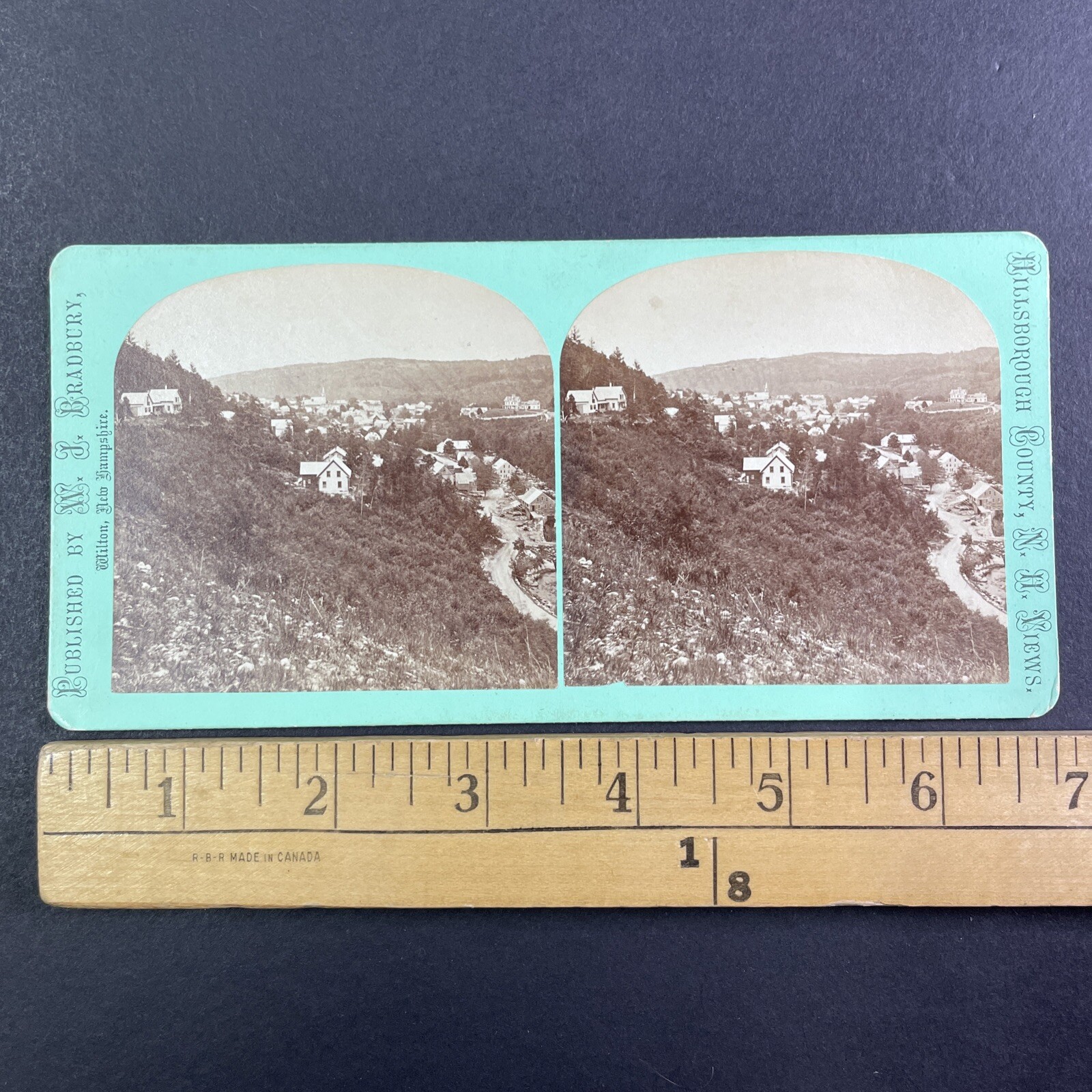 East Wilton NH Stereoview W.J. Bradbury Hillsborough County 1870s Townscape