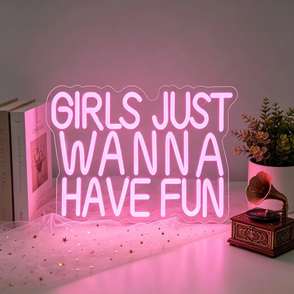 Girls Just Wanna Have Fun Neon Light USB LED Wall Light for Bachelorette Party