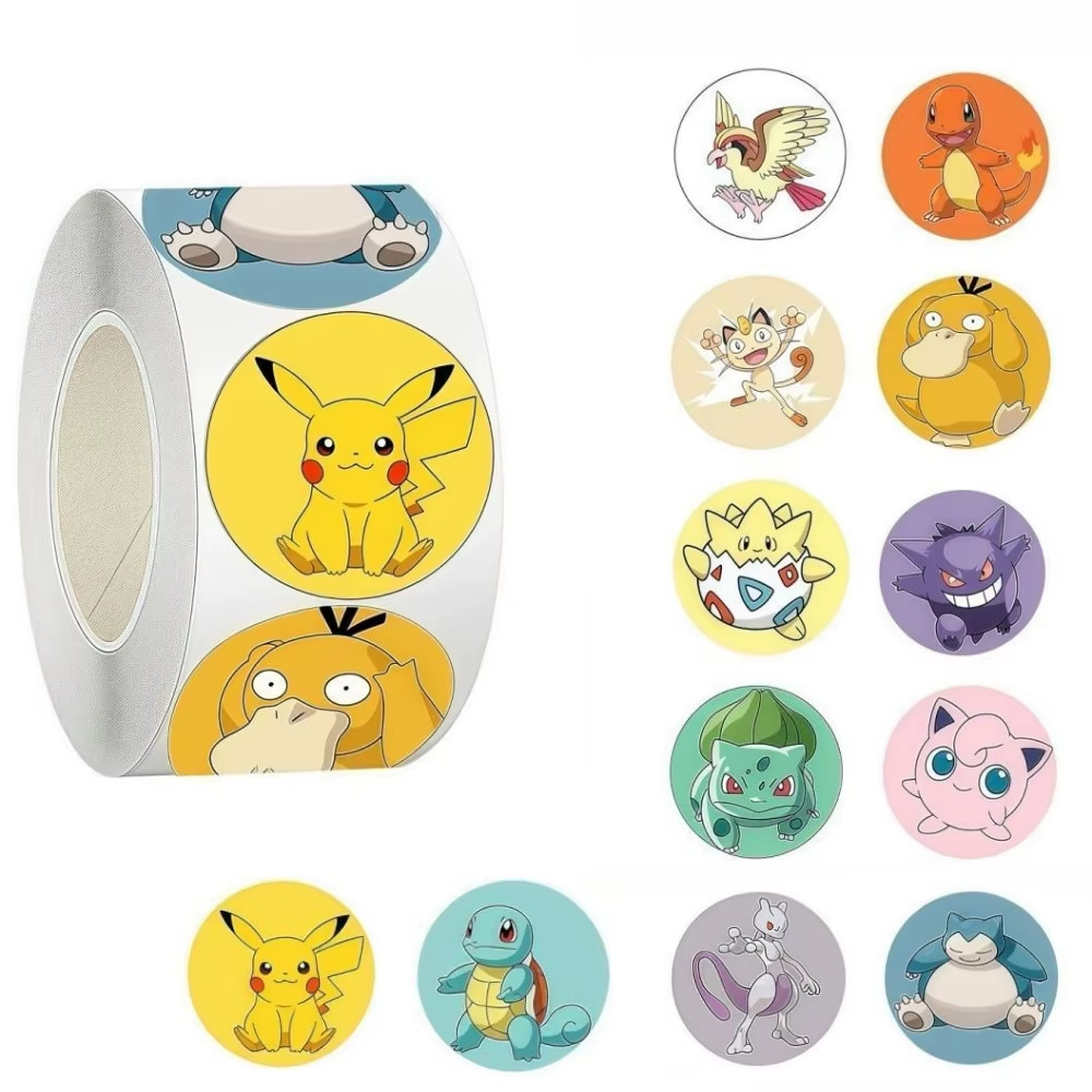 500Pcs/Roll Cute Pokemon Pikachu Cartoon Anime Sealing Stickers Decoration DIY P