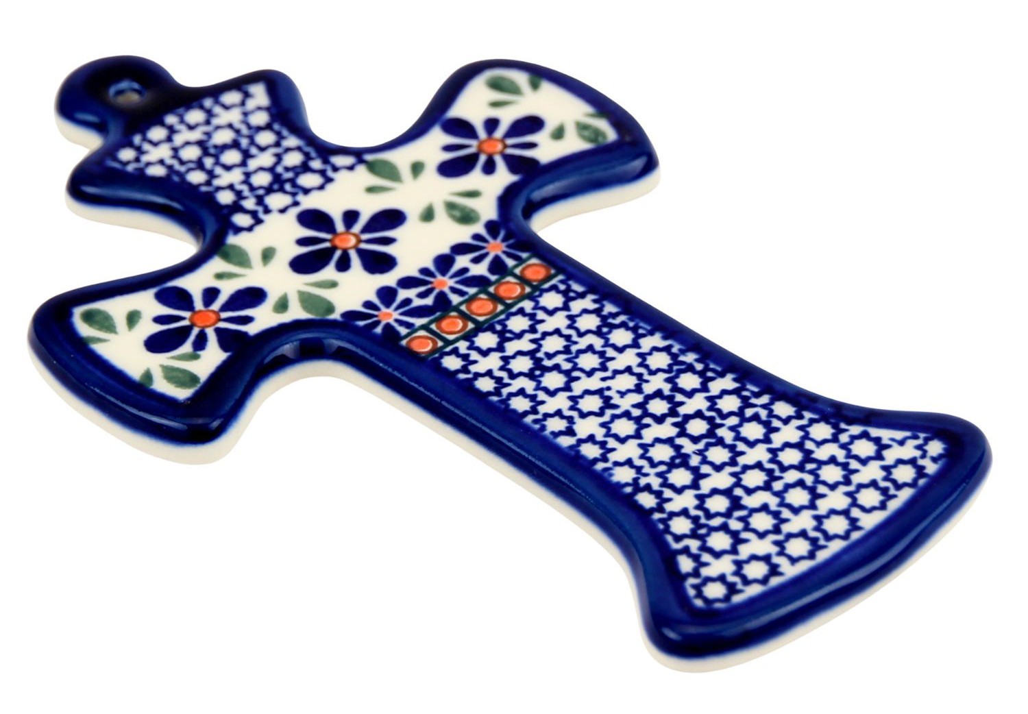 Polish Pottery Cross from Zaklady Boleslawiec Poland