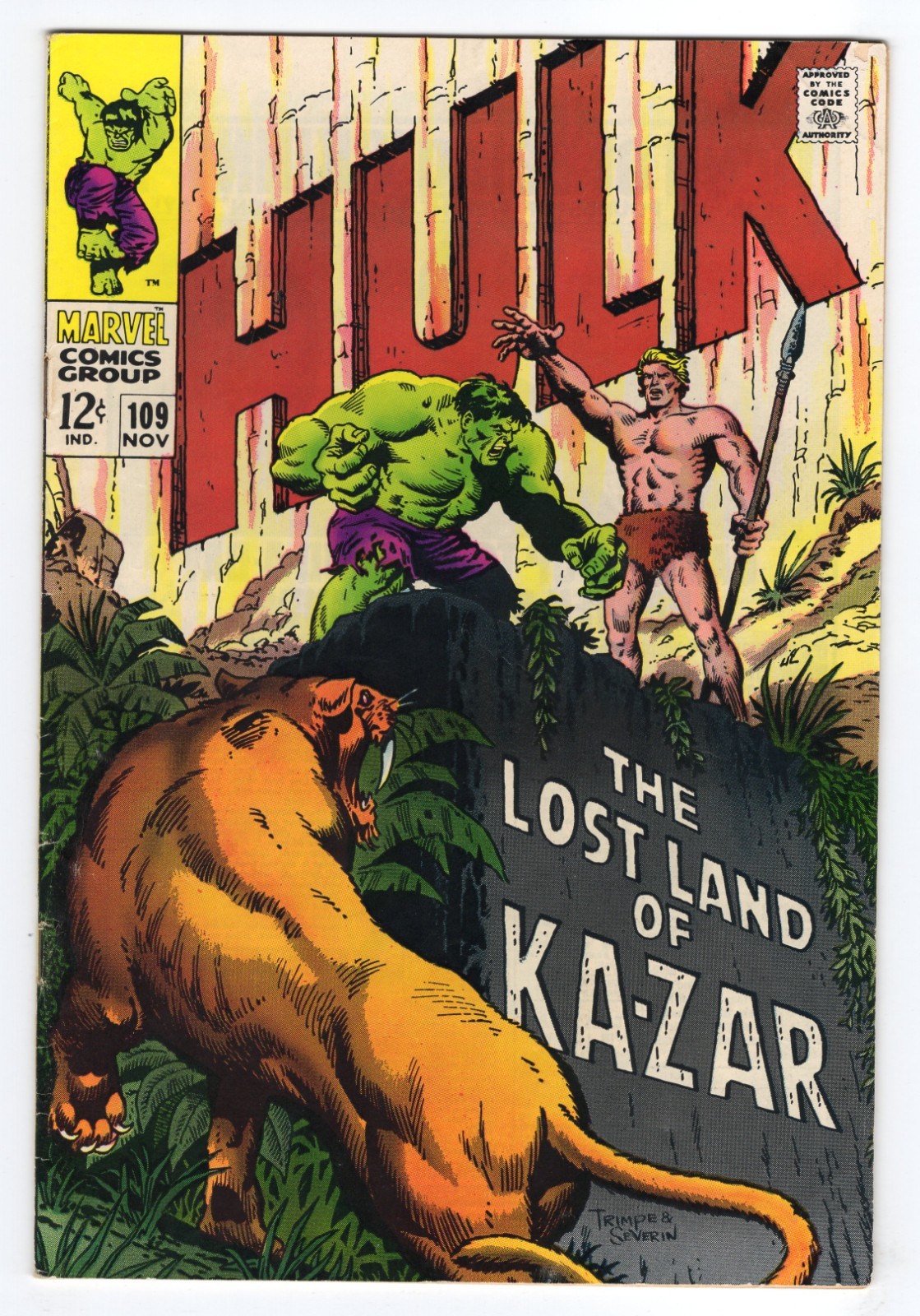 Incredible Hulk 109 1968 Marvel Comics VG/F 5.0 Zabu Kazar Thunderbolt Ross