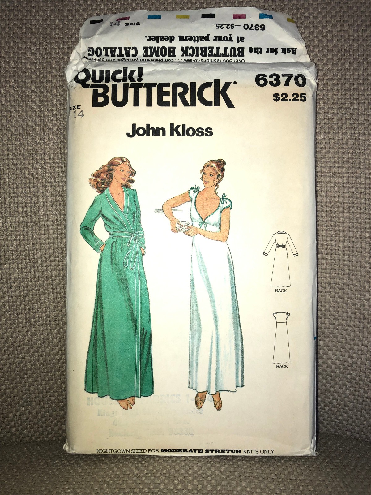 1980 Butterick pattern # 6370 John Kloss Fitted Gown &  front wrapped Robe