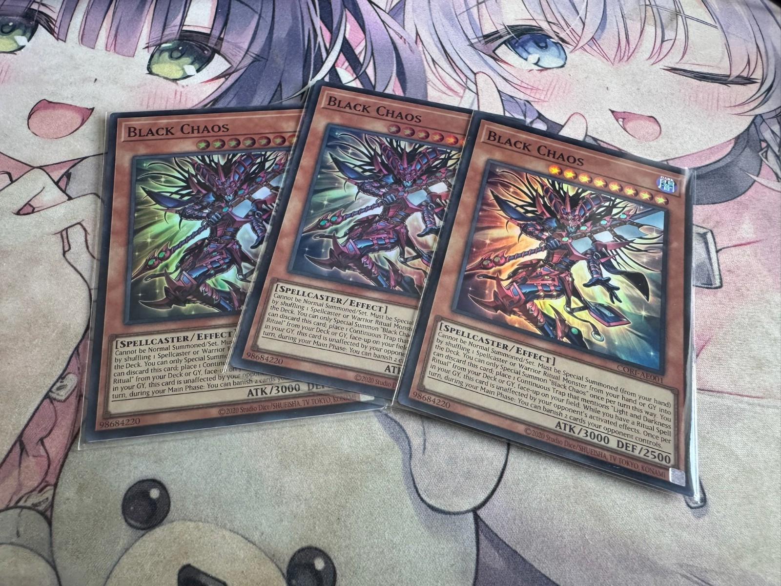Yugioh Asian English Black Chaos x3 playset CORI-AE001 Super rare Chaos Origins