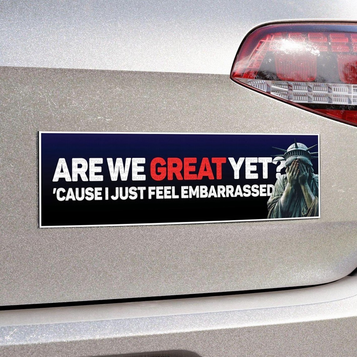 Are We Great Yet? Car Magnet | Funny Political Bumper Sticker USA
