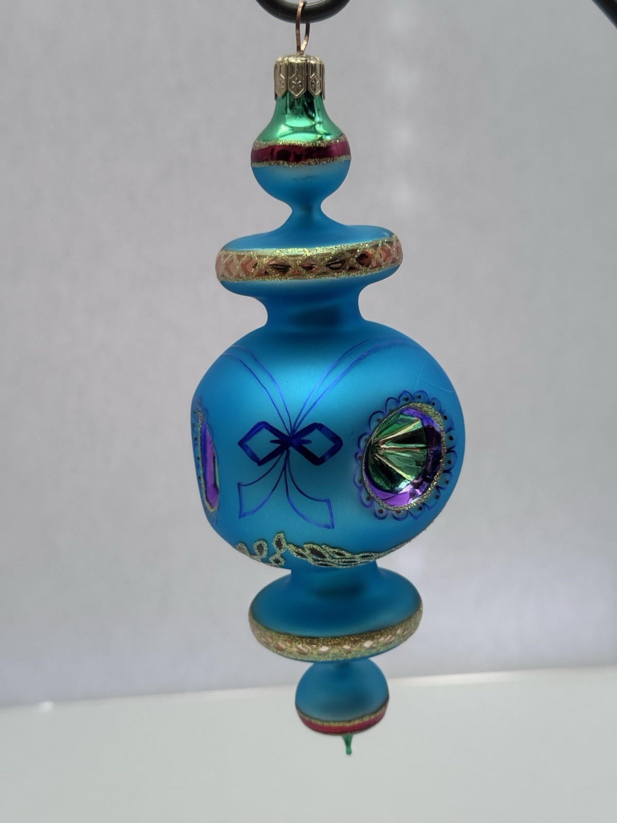 FAB Rare Christopher Radko Turquoise Razzmatazz Triple Indent Ornament 98-2-0