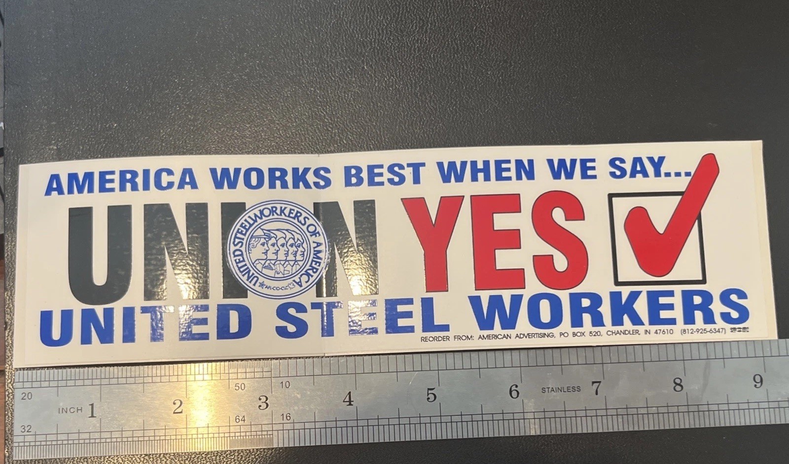 Vintage Union United Steel Workers Of America Decal Bumper Sticker