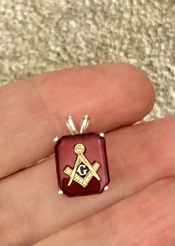 Vtg Stock Sterling Silver / 10k Masonic Freemason  Pendant