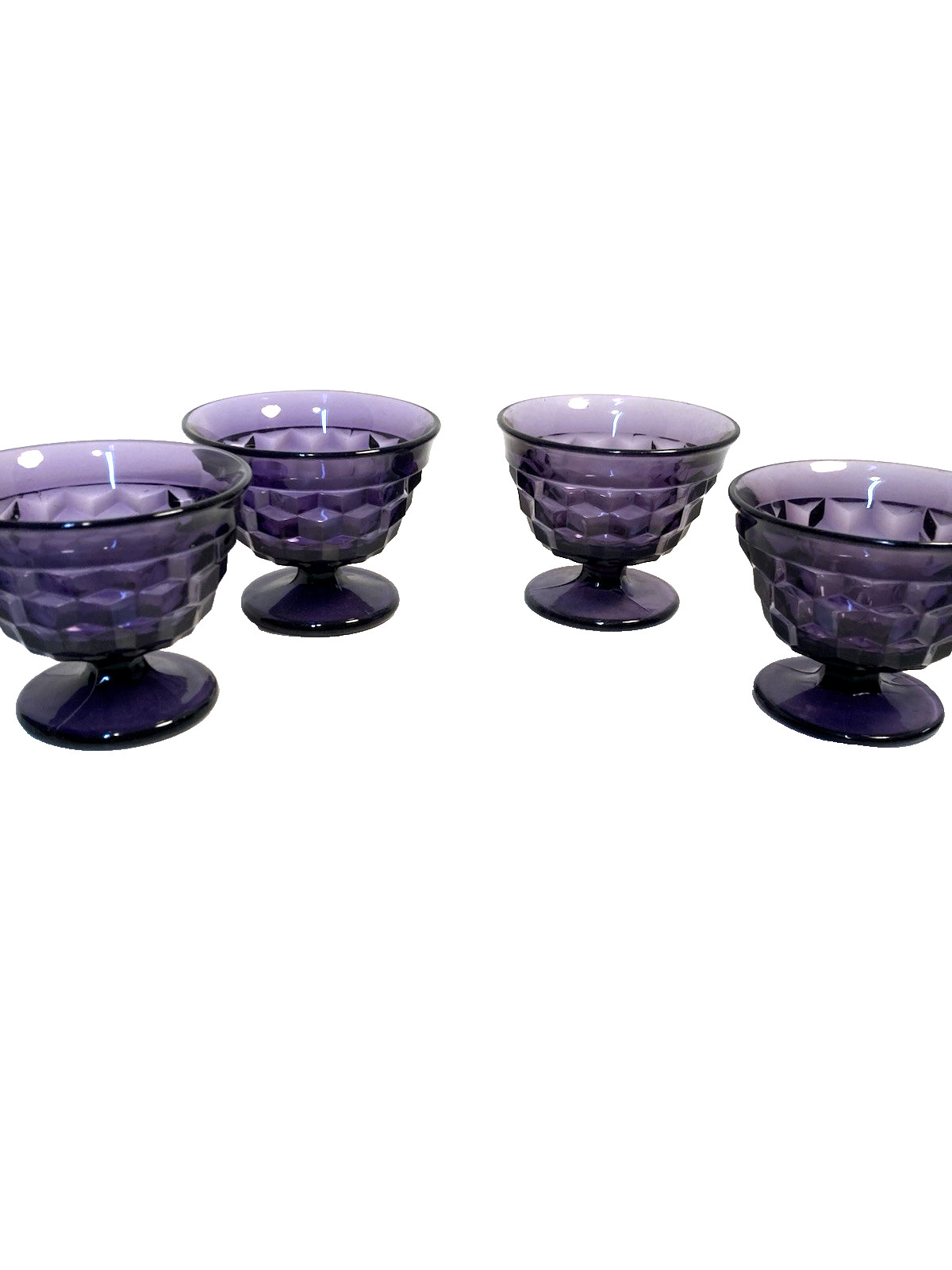 Fostoria American, sherbet bowls, ice cream, purple, SHORT stem, Set of 4