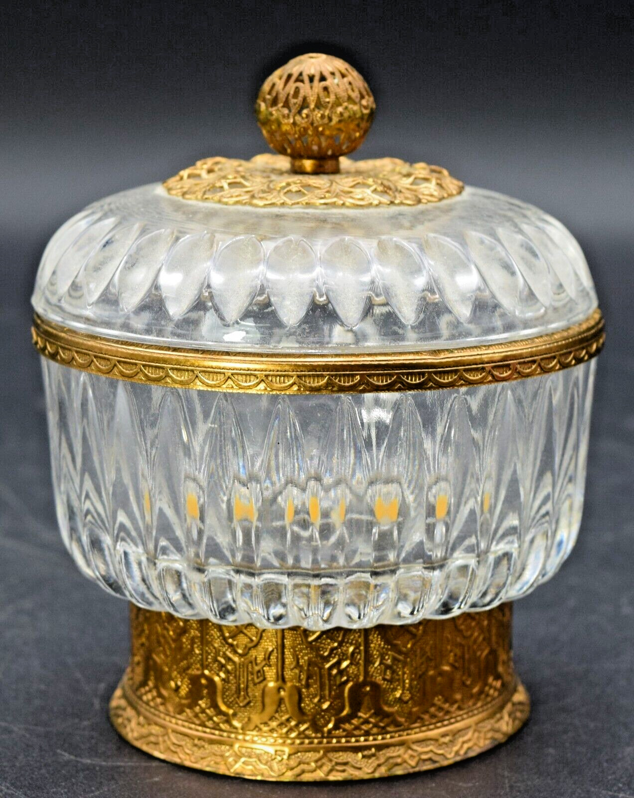 BLEIKRISTALL 24% PBO MADE IN GERMANY LIDDED DISH W/GOLD TONE DETAIL 4