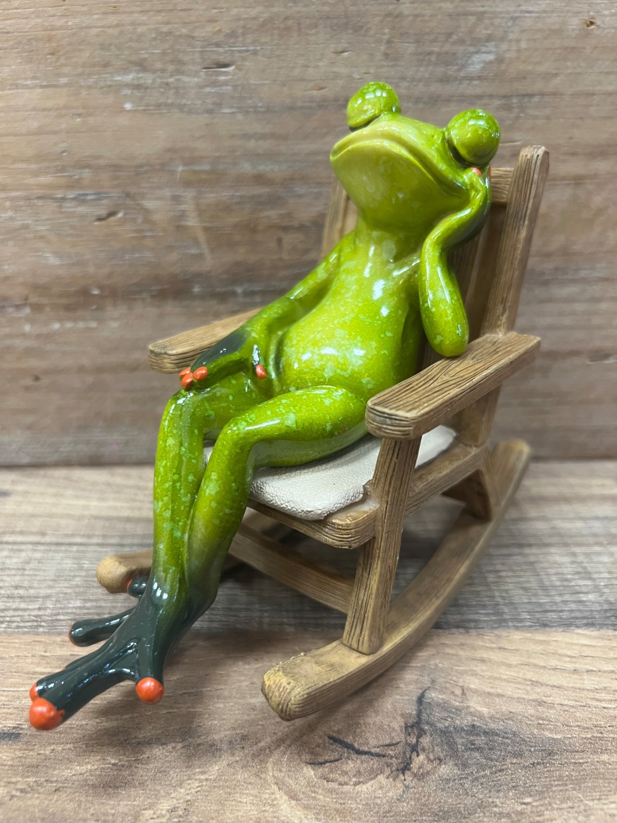 Frog Sleeping In Rocking Chair Resin Figurine 5\