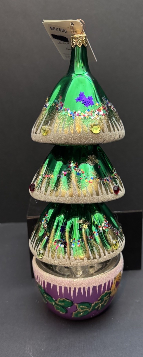 VERY RARE Christopher Radko EXTRA LARGE  3 Tier Christmas Tree Ornament 9 x 4