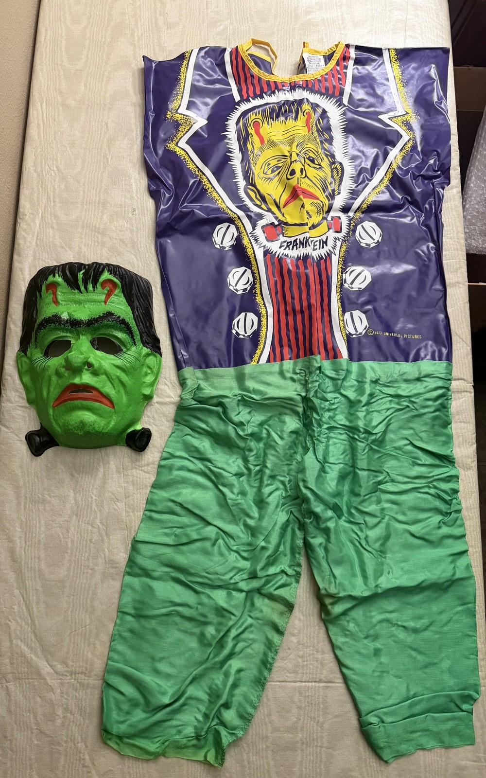 1973 Ben Cooper Universal Monsters Frankenstein Costume Set Blue Box Medium