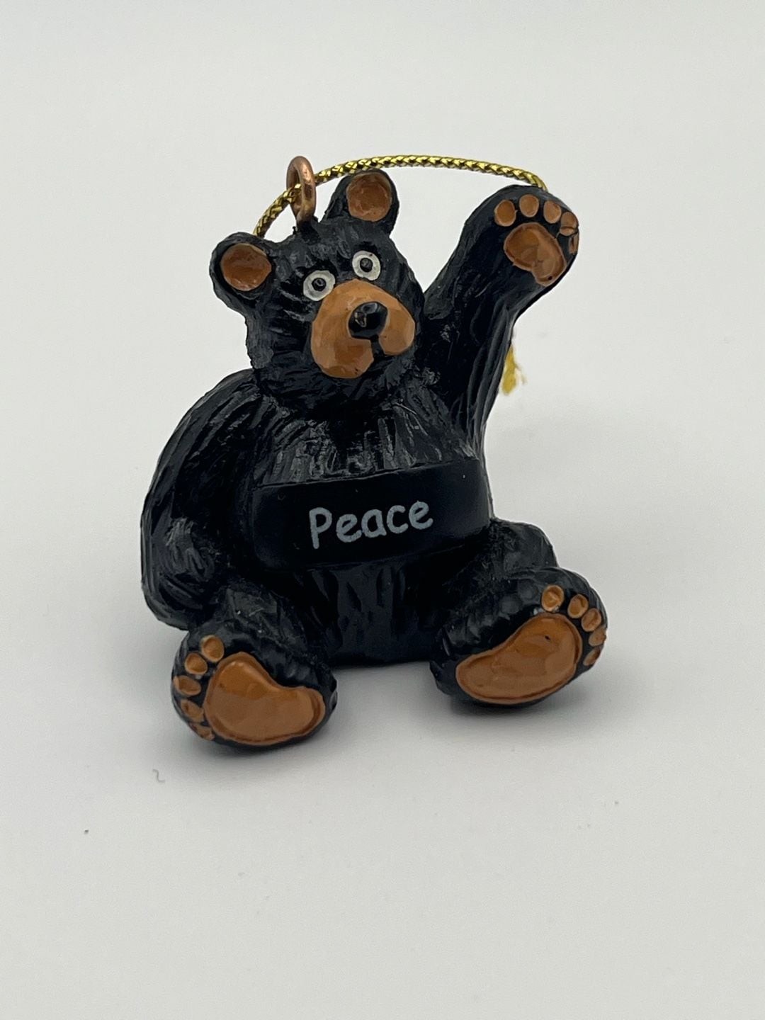 Swibco Waving Black Bear Peace Sign Christmas Ornament (K)