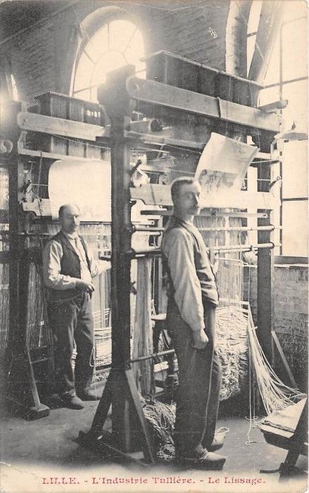 Old postcard 59 LILLE L\'INDUSTRIE TULLIERE LE LISSAGE (BEAUTIFUL OLD CRAFT rare