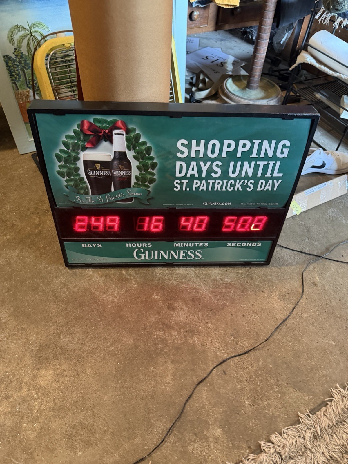 Guinness Time St Patrick’s Day Countdown Clock Beer Breweriana 2004 Bar Decor
