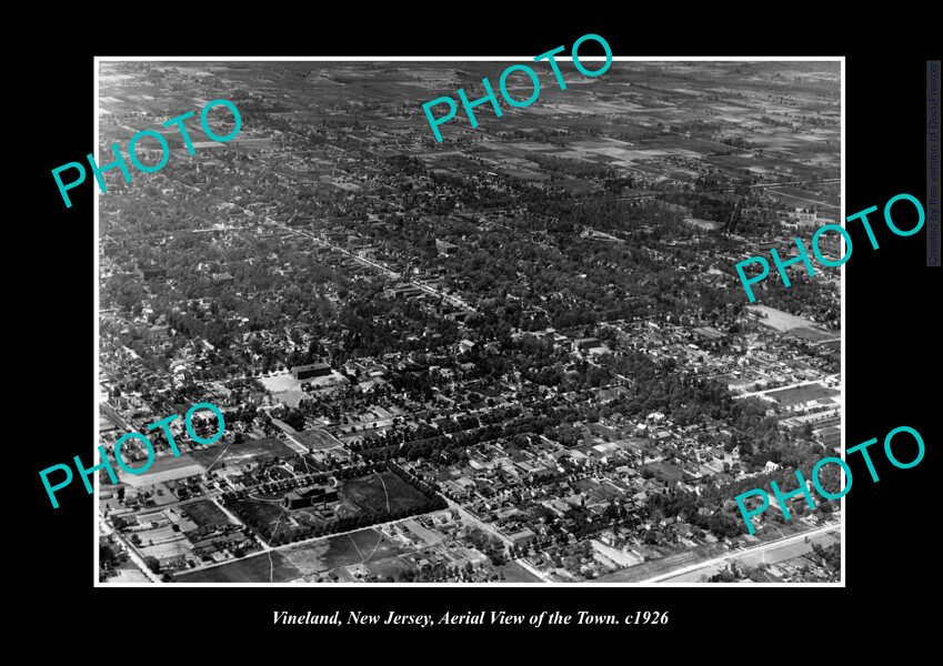 OLD LARGE HISTORIC PHOTO VINELAND NEW JERSEY, AERIAL VIEW OF TOWN c1926