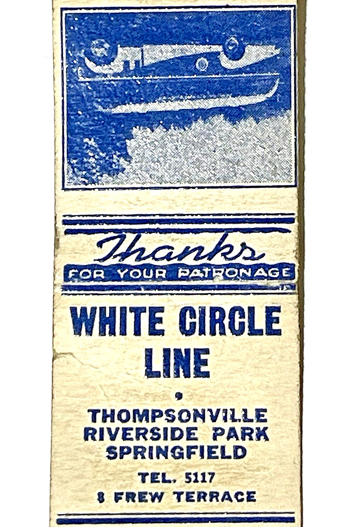 RARE THOMPSONVILLE, RIVERSIDE PARK, SPRINGFIELD 1940'S- WHITE CIRCLE BUS LINE