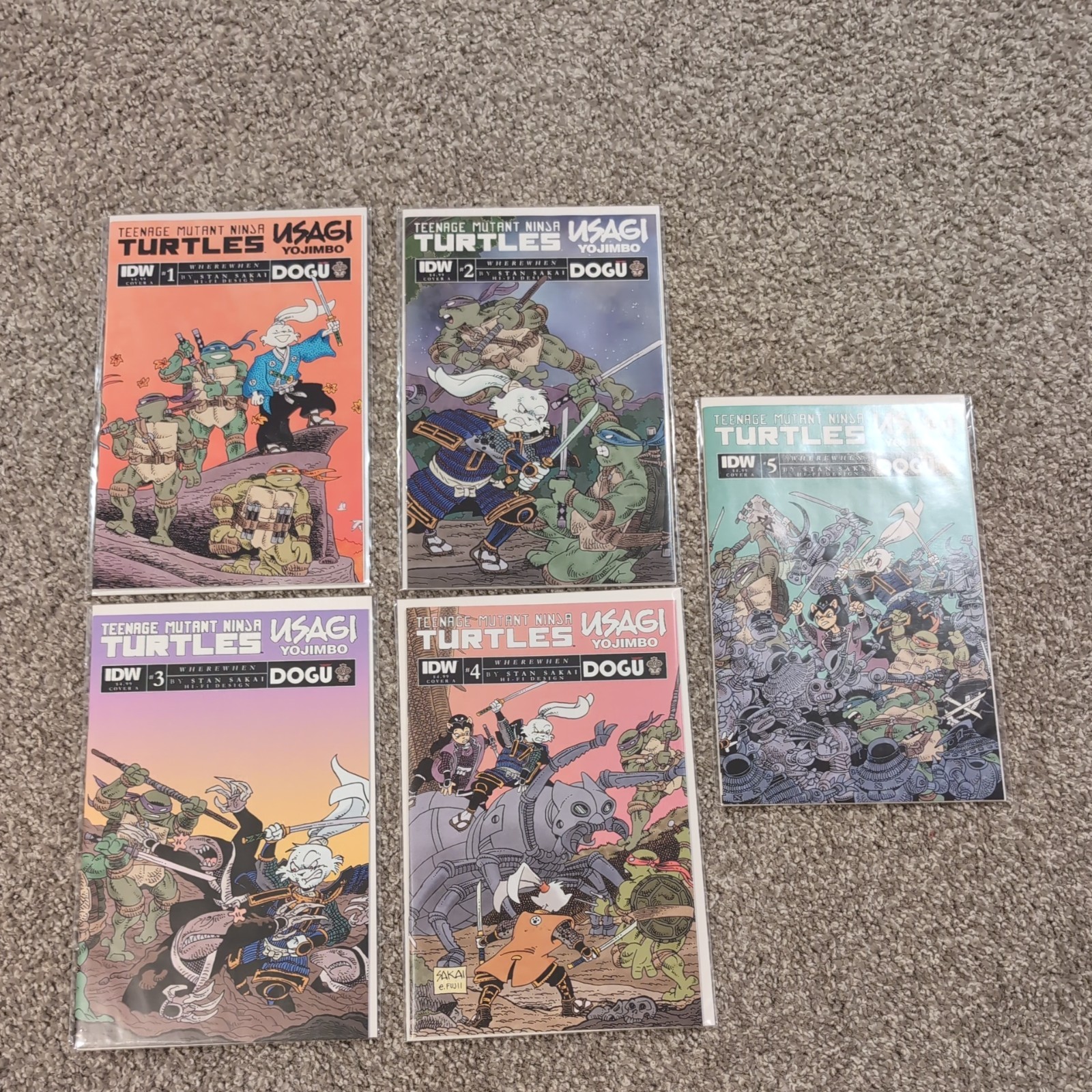 TEENAGE MUTANT NINJA TURTLES USAGI YOJIMBO WHEREWHEN 1 2 3 4 5 lot set tmnt idw 