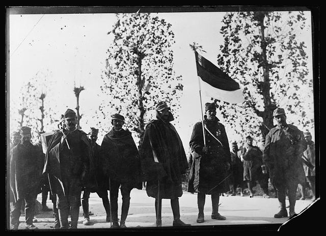 Photo:Austrian Prisoners 1919 Flying Czecho-Slovak and Italian Flags