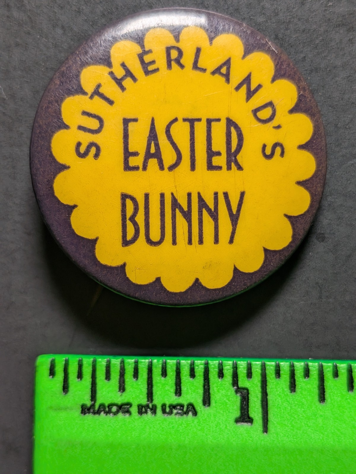 Vintage Sutherland\'s Store Easter Bunny Pinback Pin