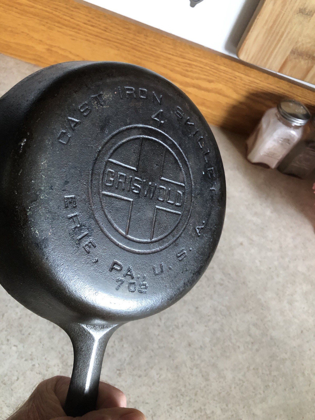 Vintage Griswold Number 4 Large Block Logo Erie PA USA 702 Cast Iron Skillet Vintage Griswold Number 4 Large Block Logo Erie PA USA 702 Cast Iron Skillet