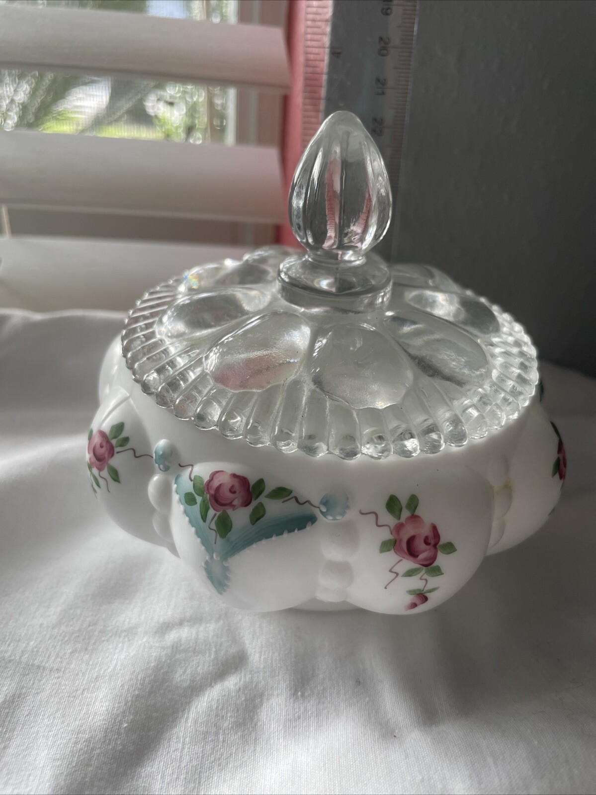Fenton Charleton Milk Glass Powder Dish Numbered
