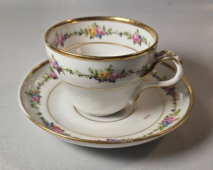Rare Early American 19thC. Tucker Teacup Saucer Set Philadelphia  Amazing cond.