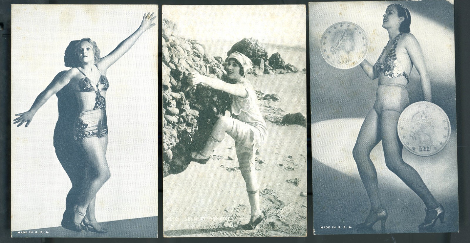 3  Vintage 1940-50s Postcard Young Lady PIN-UP Bathing Beauties
