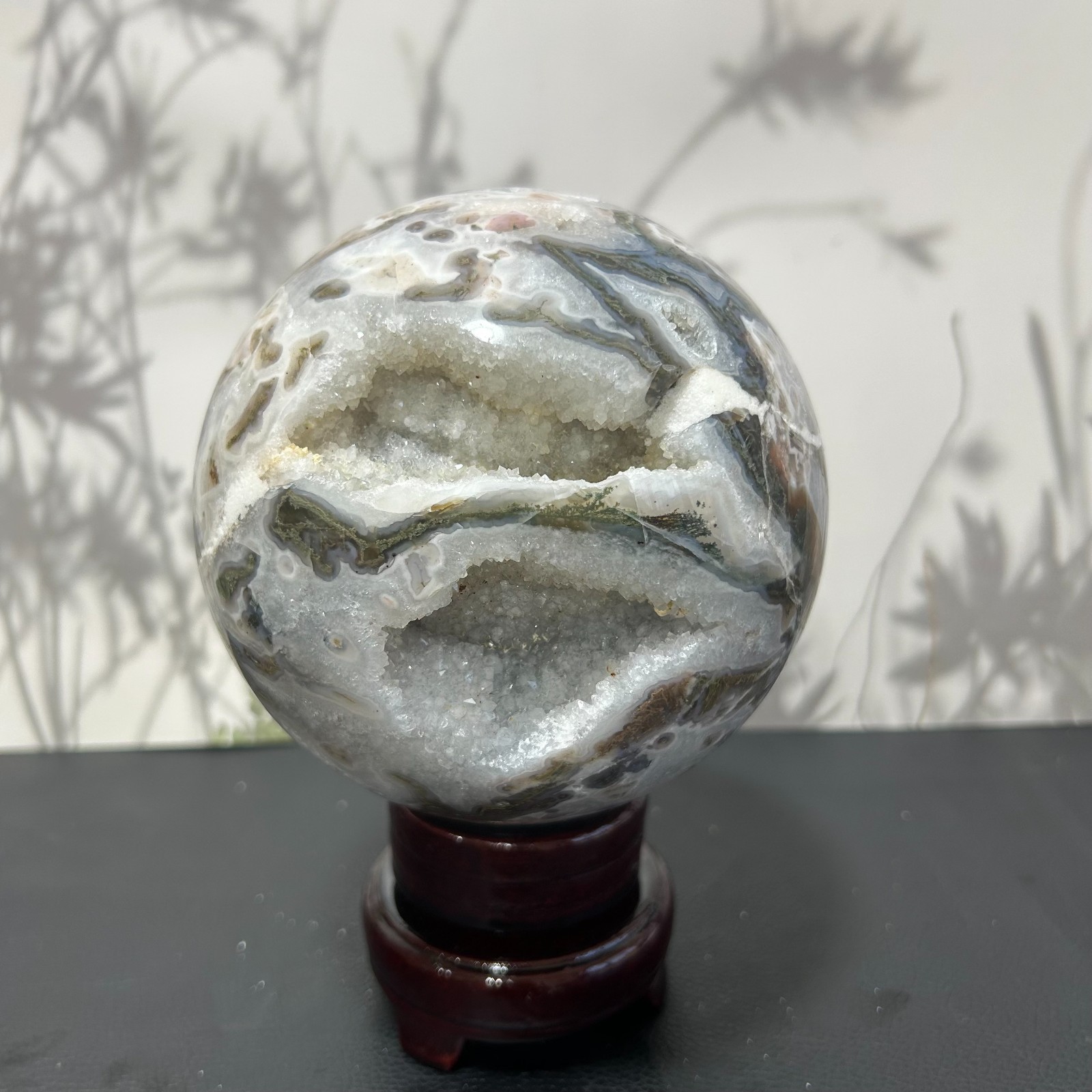 5LB Natural Moss Agate Quartz Sphere Crystal Magic Ball Healing G7790