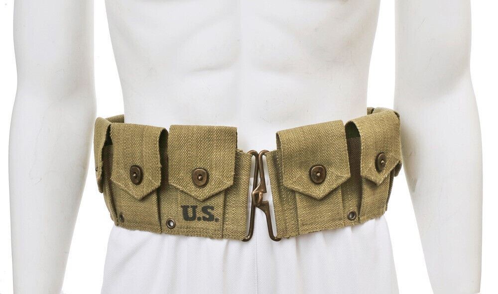 US M1 Garand M1923 Cartridge Belt Light OD Marked JT&L 1943 will fit up to 49
