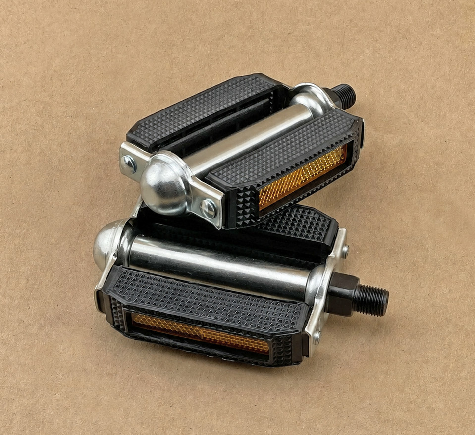 Chrome/Black Vintage Bicycle Block Pedals Schwinn Stingray Cruiser Lowrider Bike