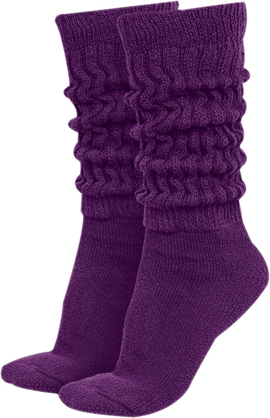 MDR Distributors MDRE Women’s Extra Long & Heavy Slouch Socks – 9-11, Purple