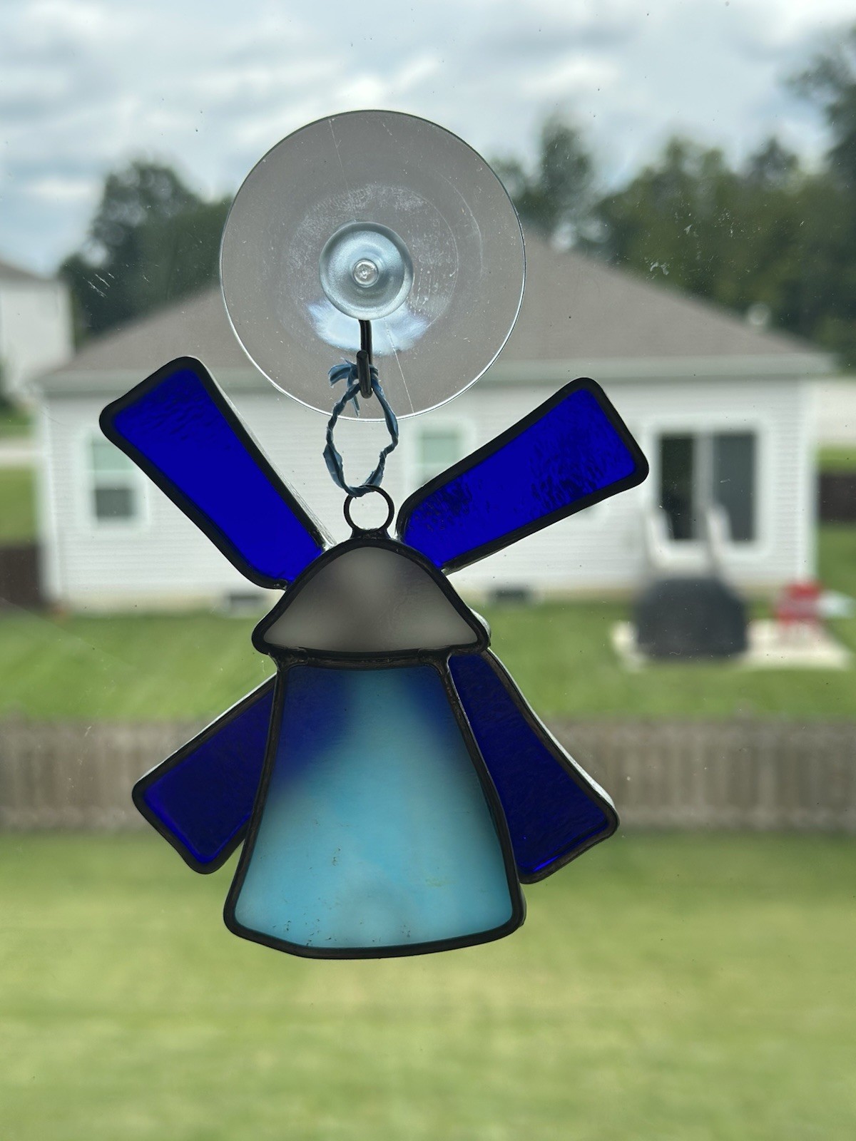 Holland Style Windmill Stained Glass Window Suncatcher 4”