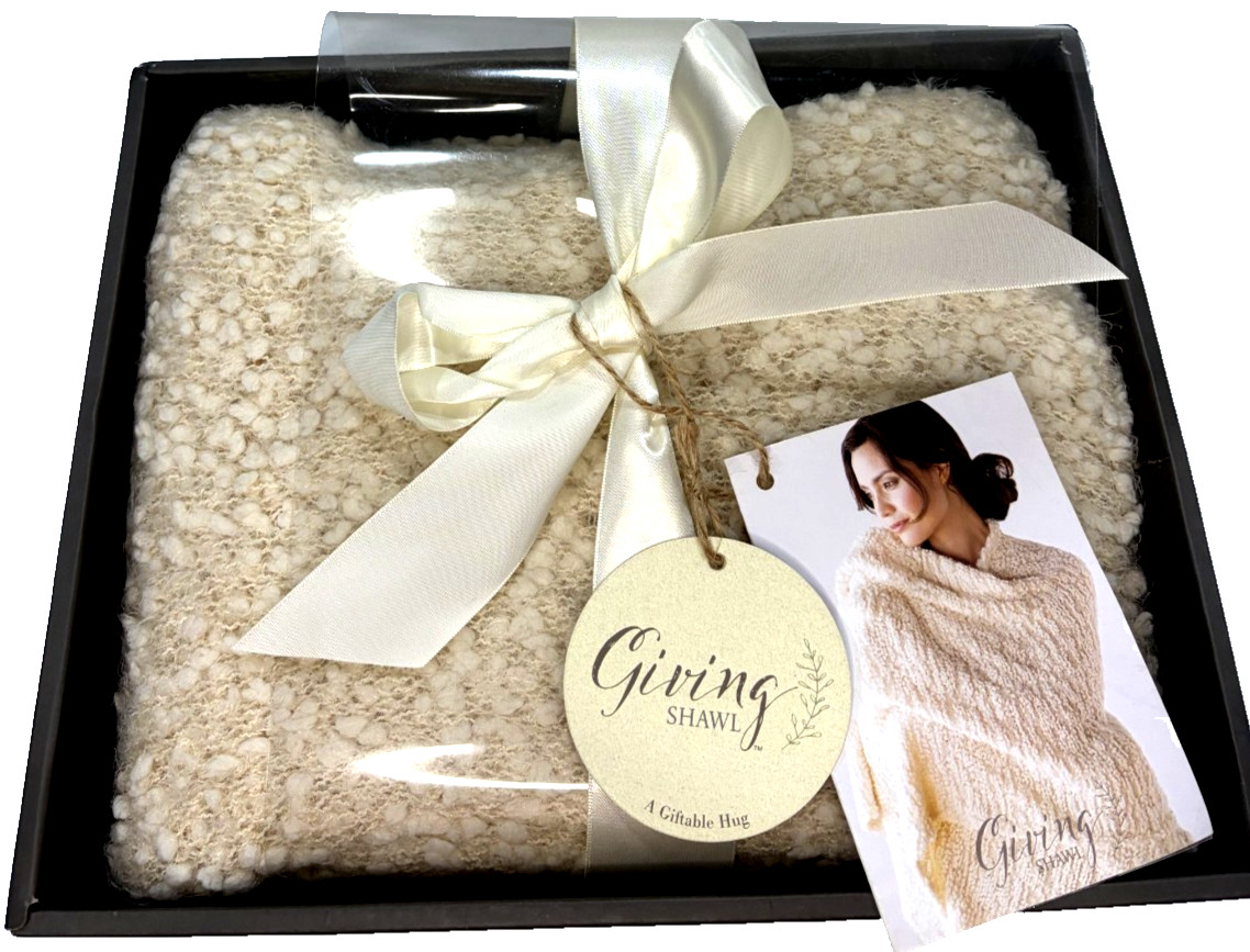 Demdaco Cream Giving Knitted Shawl New with Tags 27\ Demdaco Cream Giving Knitted Shawl New with Tags 27\