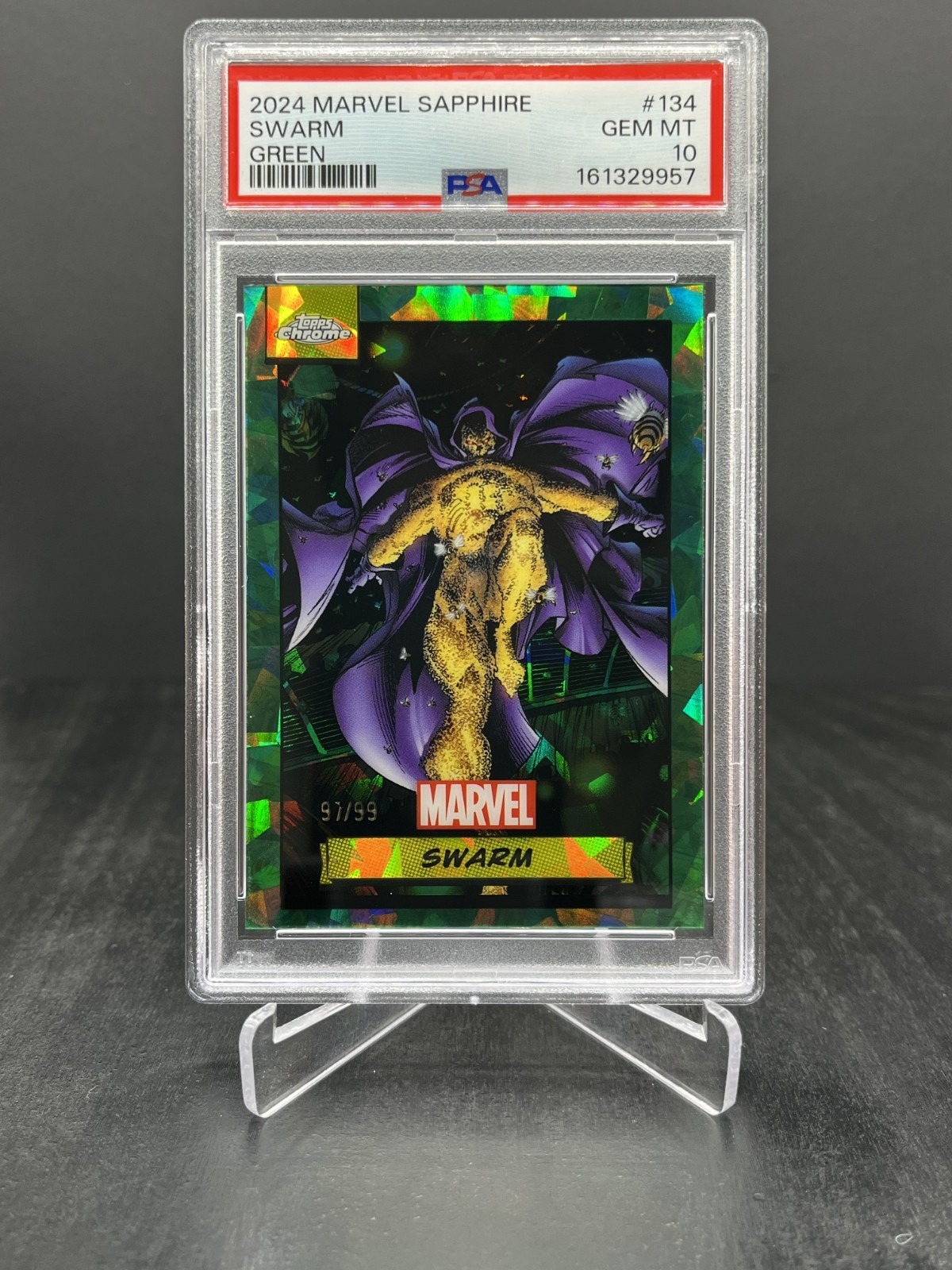 2024 Topps Chrome Sapphire Marvel Swarm Green 97/99 PSA 10 #134