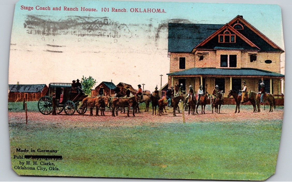 c1910 Stage Coach & 101 Ranch House Bliss Oklahoma OK HH Clarke Postcard