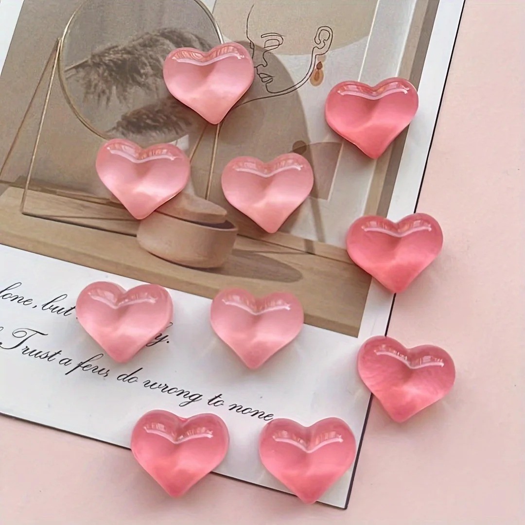 10PCS 3D Heart Fridge Magnets Resin Refrigerator Stickers Kitchen Decor