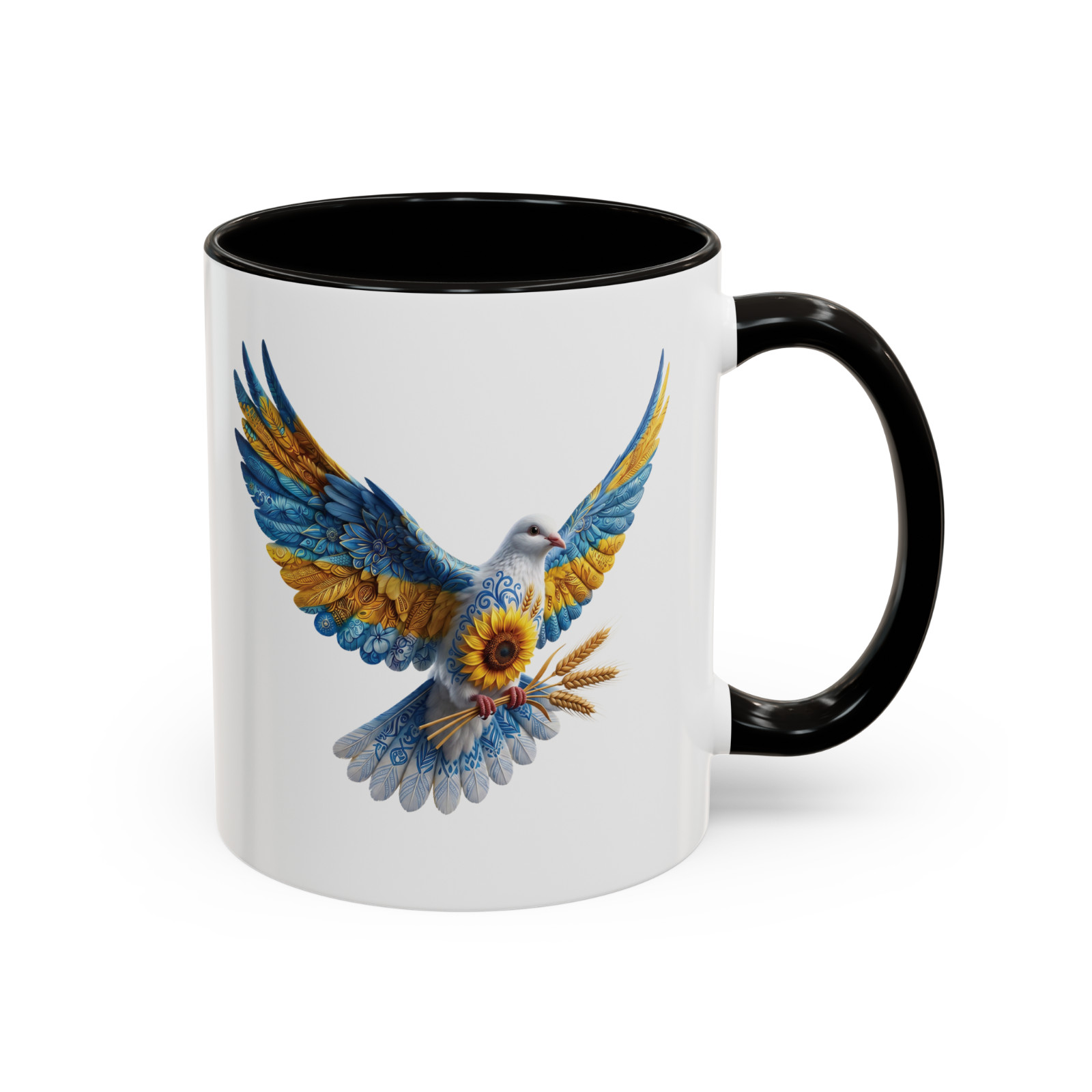 Colorful Patriotic Mug Support Ukraine Love & Ukrainian Solidarity Peace Dove